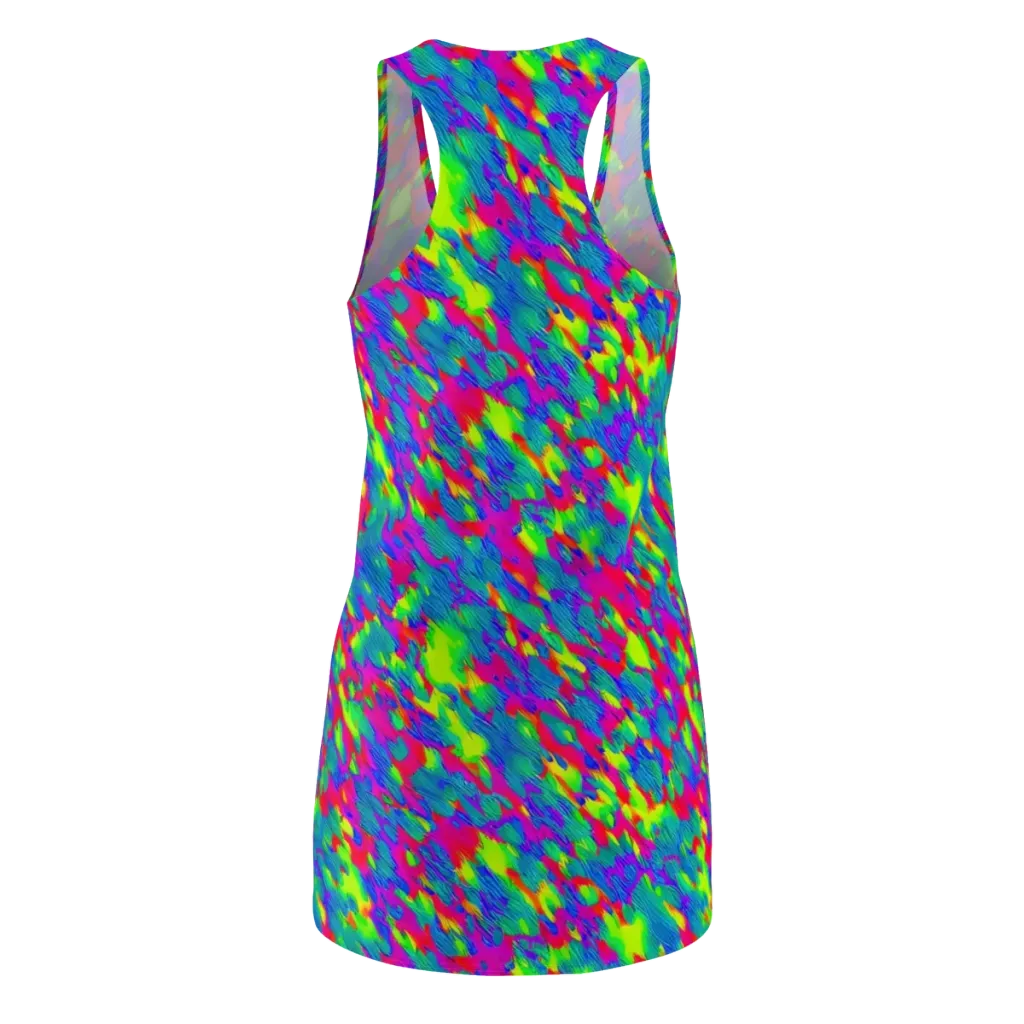 Turquoise Brushfire on Racerback Dress — Back
