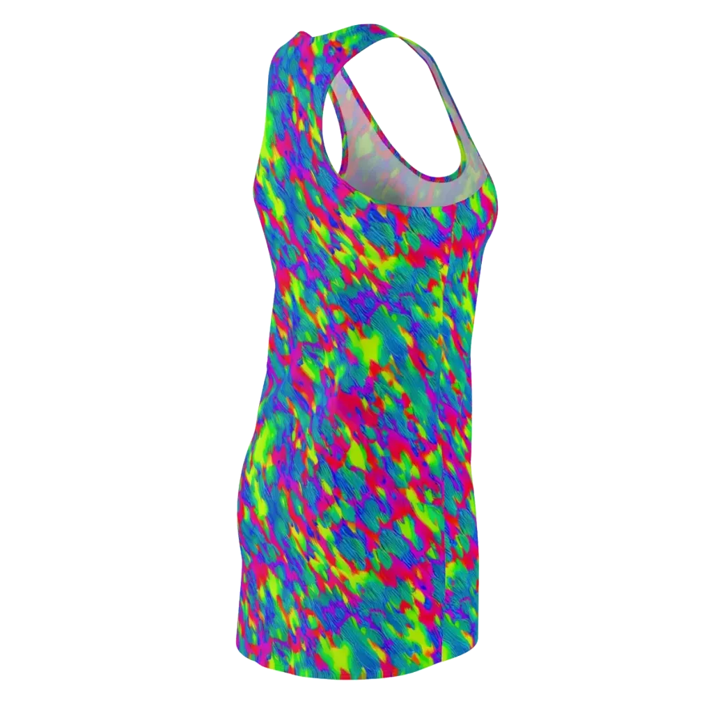 Turquoise Brushfire on Racerback Dress — Back Side