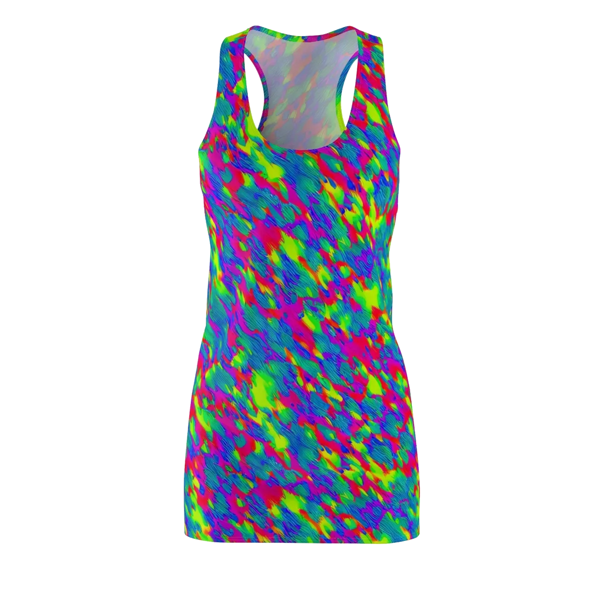 Turquoise Brushfire on Racerback Dress — Front
