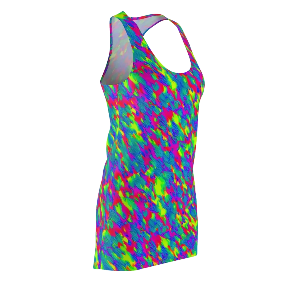 Turquoise Brushfire on Racerback Dress — Front Side
