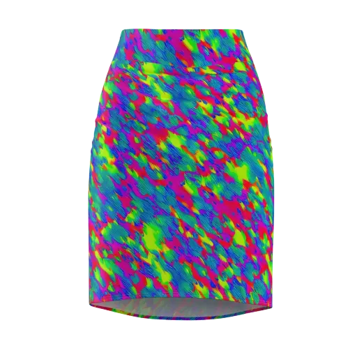Turquoise Brushfire on a Pencil Skirt