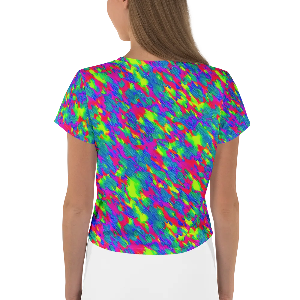 Turquoise Brushfire on Crop Tee — Back