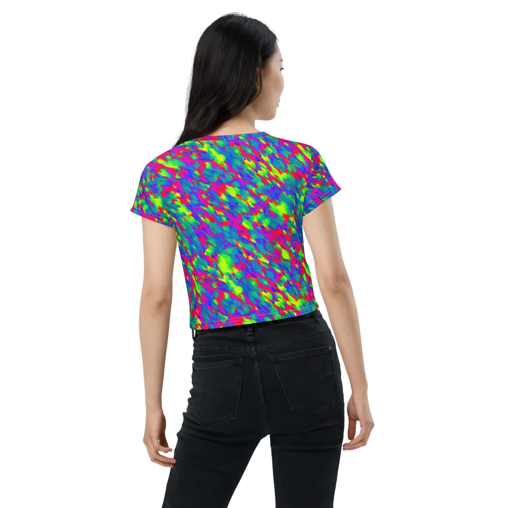 Turquoise Brushfire on Crop Tee — Back