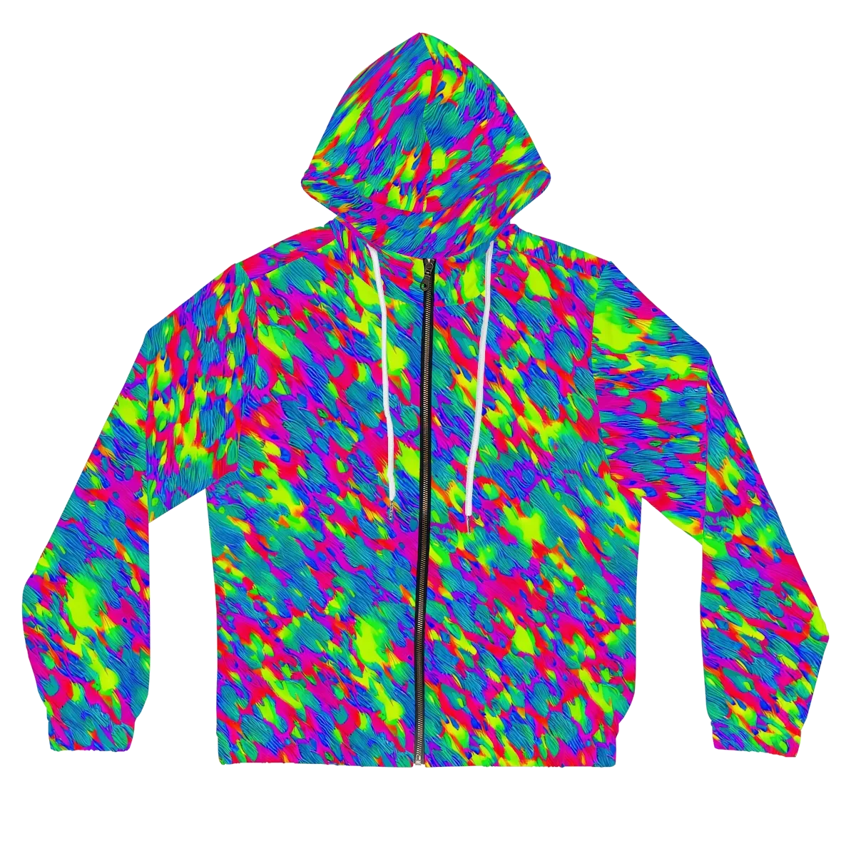 Turquoise Brushfire on Women's Full-Zip Hoodie — Front
