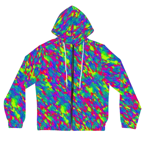 Turquoise Brushfire on a Women's Full-Zip Hoodie