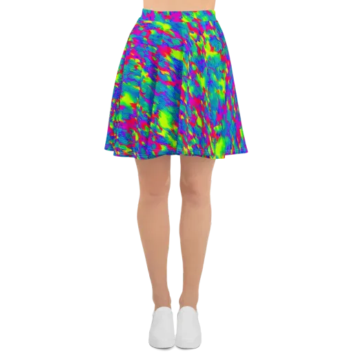 Turquoise Brushfire on a Skater Skirt