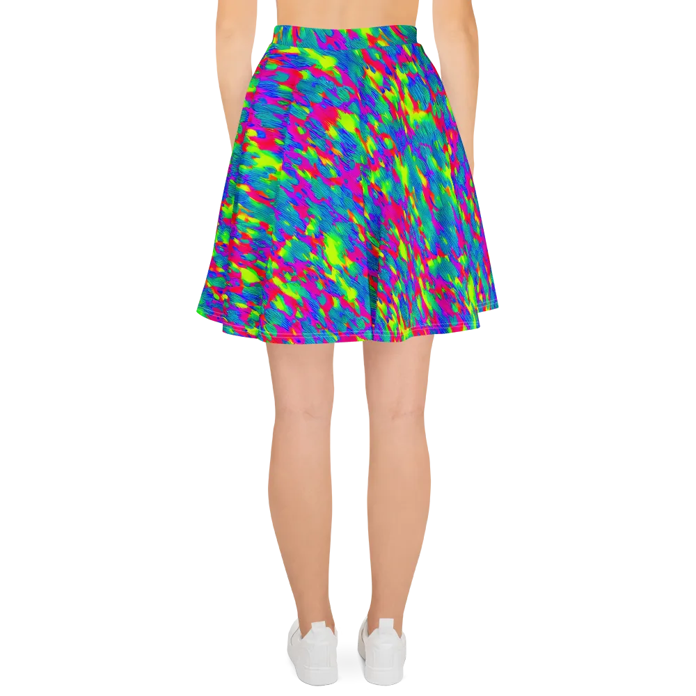 Turquoise Brushfire on Skater Skirt — Back