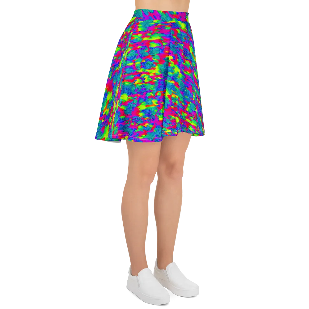Turquoise Brushfire on Skater Skirt — Right