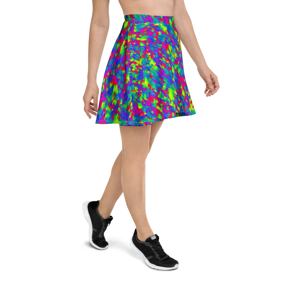 Turquoise Brushfire on Skater Skirt — Right