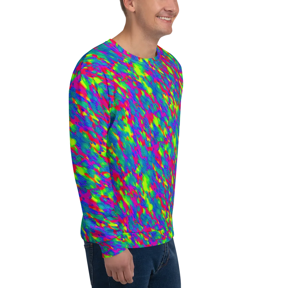 Turquoise Brushfire on Sweatshirt — Right Front