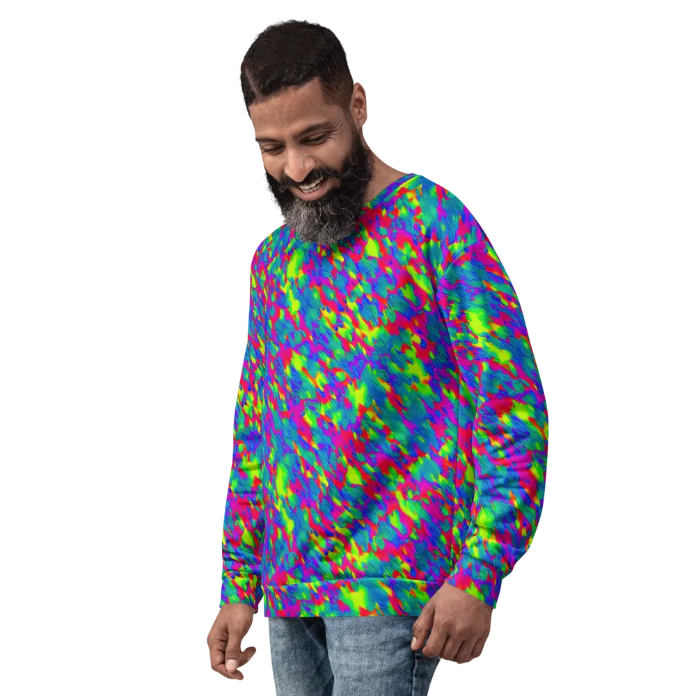 Turquoise Brushfire on Sweatshirt — Left Front