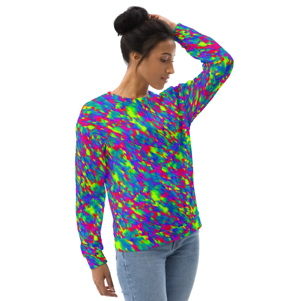 Turquoise Brushfire on Sweatshirt — Right Front