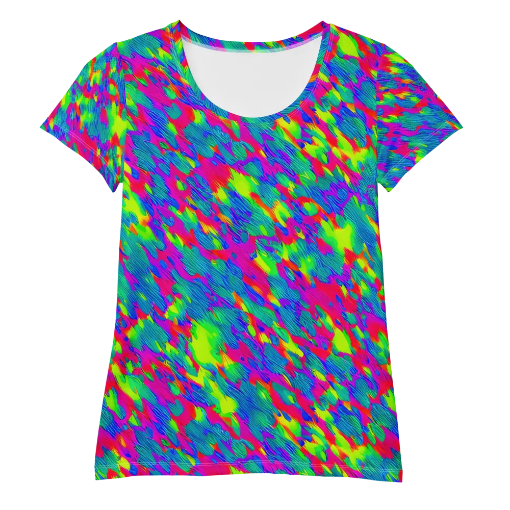 Turquoise Brushfire on Women's Athletic T-Shirt — Front