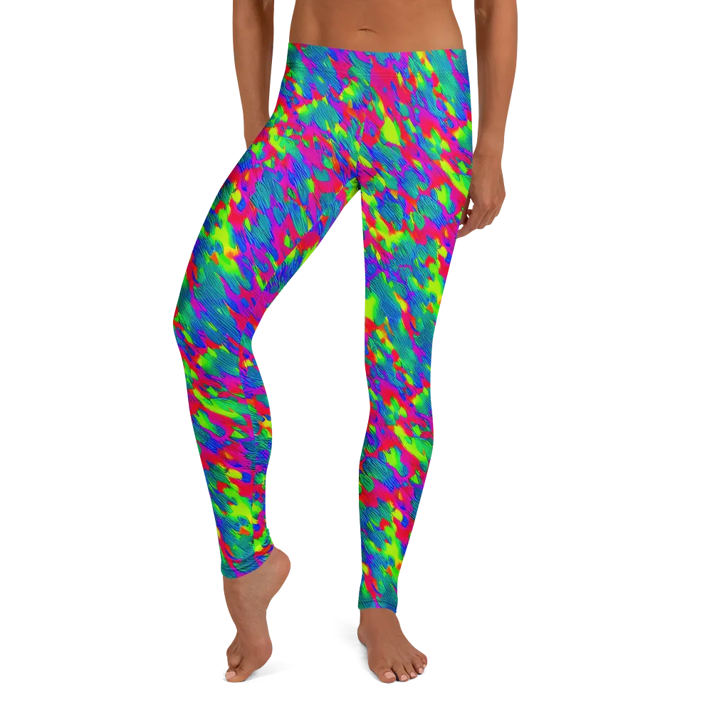Turquoise Brushfire on Leggings — Front
