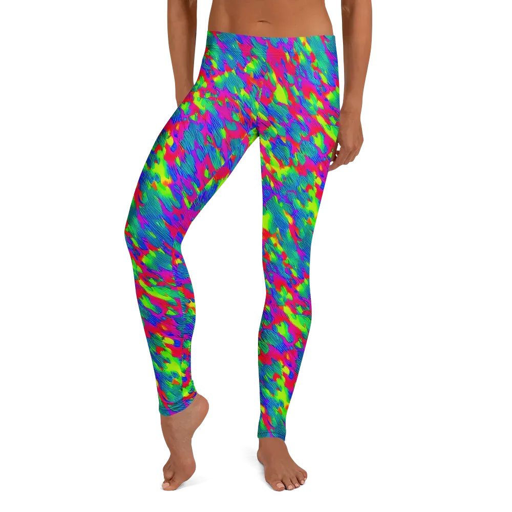 Turquoise Brushfire on Leggings — Front