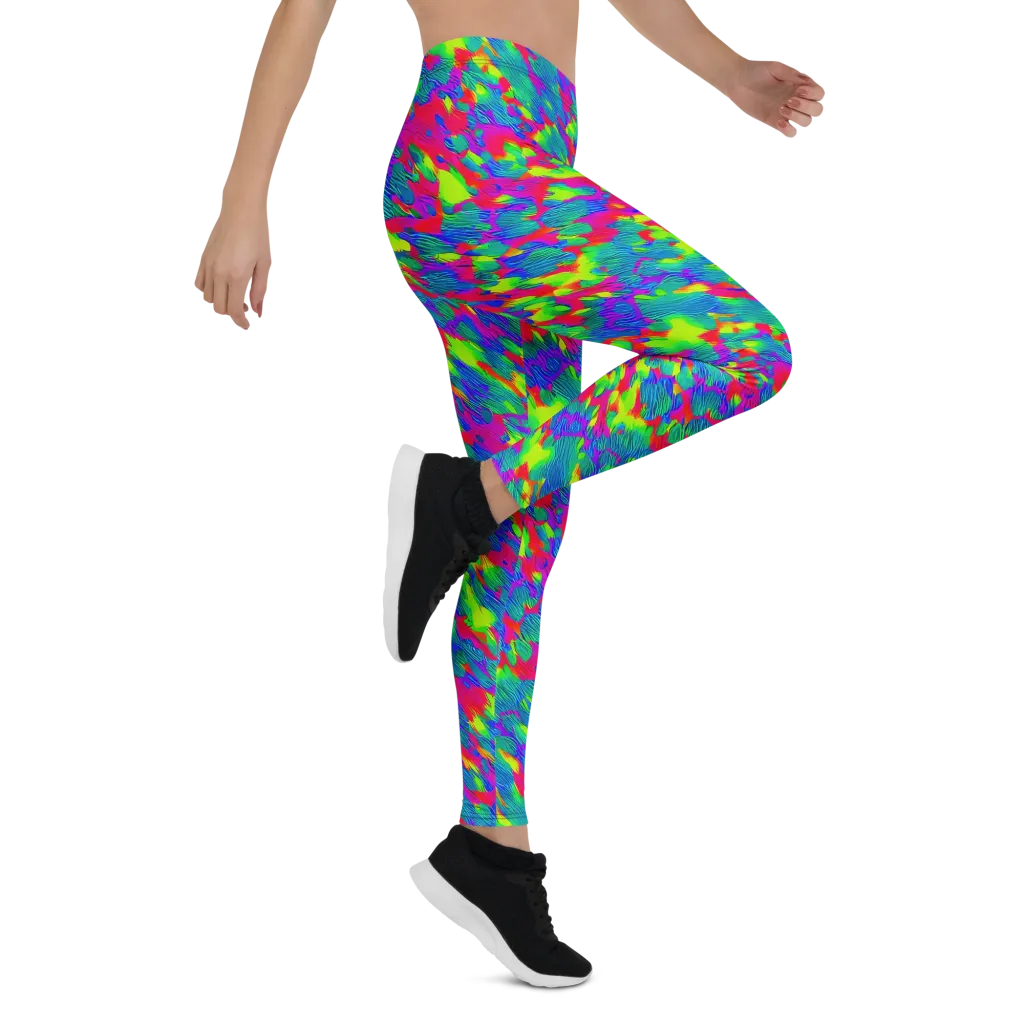 Turquoise Brushfire on Leggings — Right