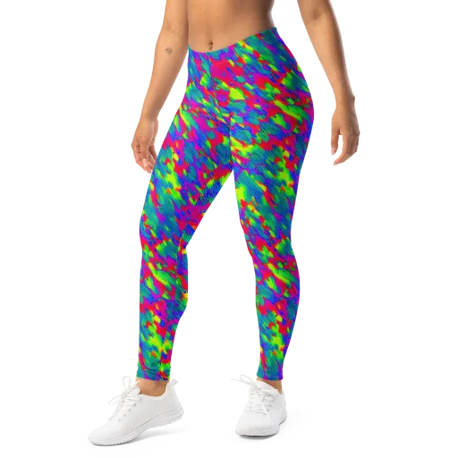 Turquoise Brushfire on a Leggings