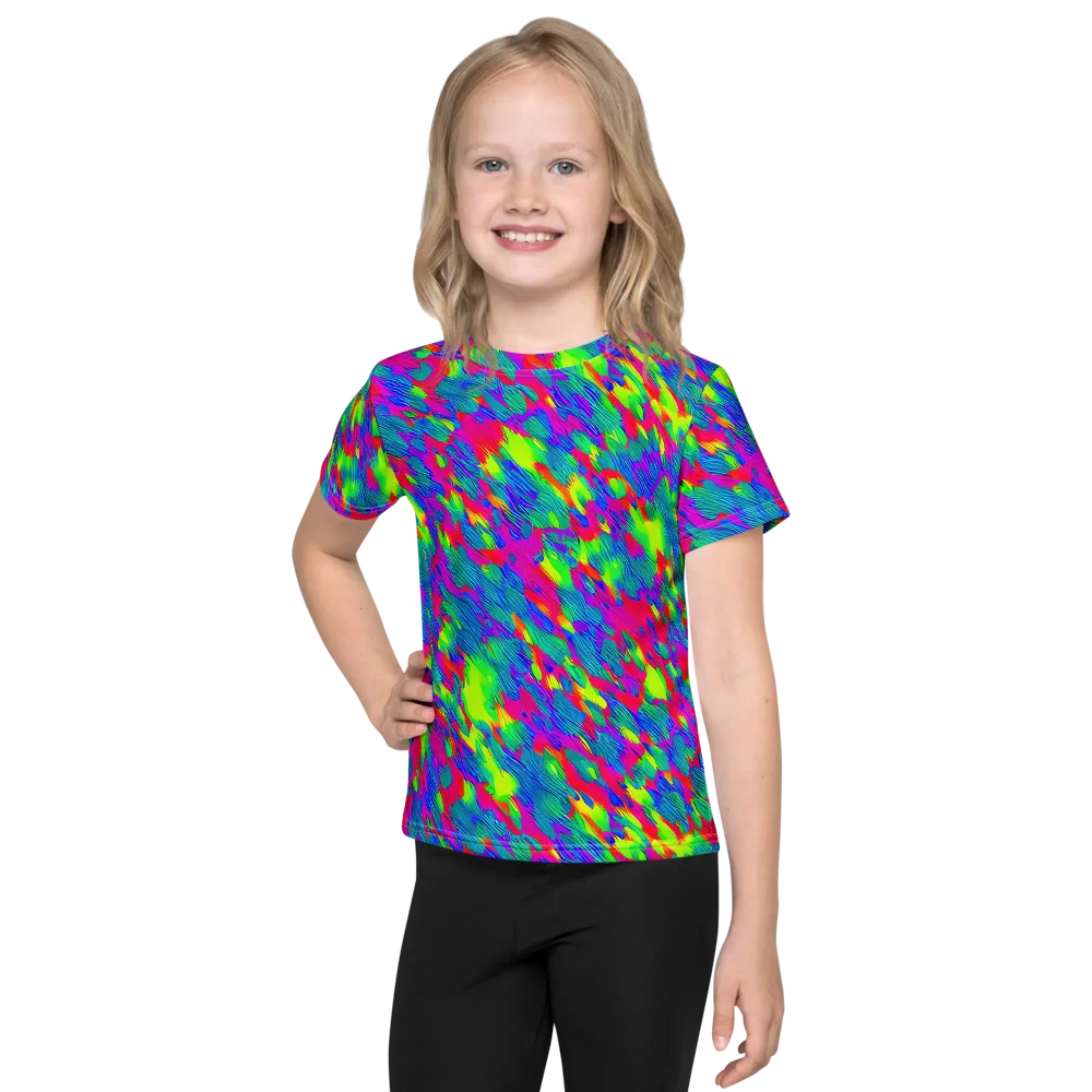 Turquoise Brushfire on Kids Crew Neck T-Shirt — Front
