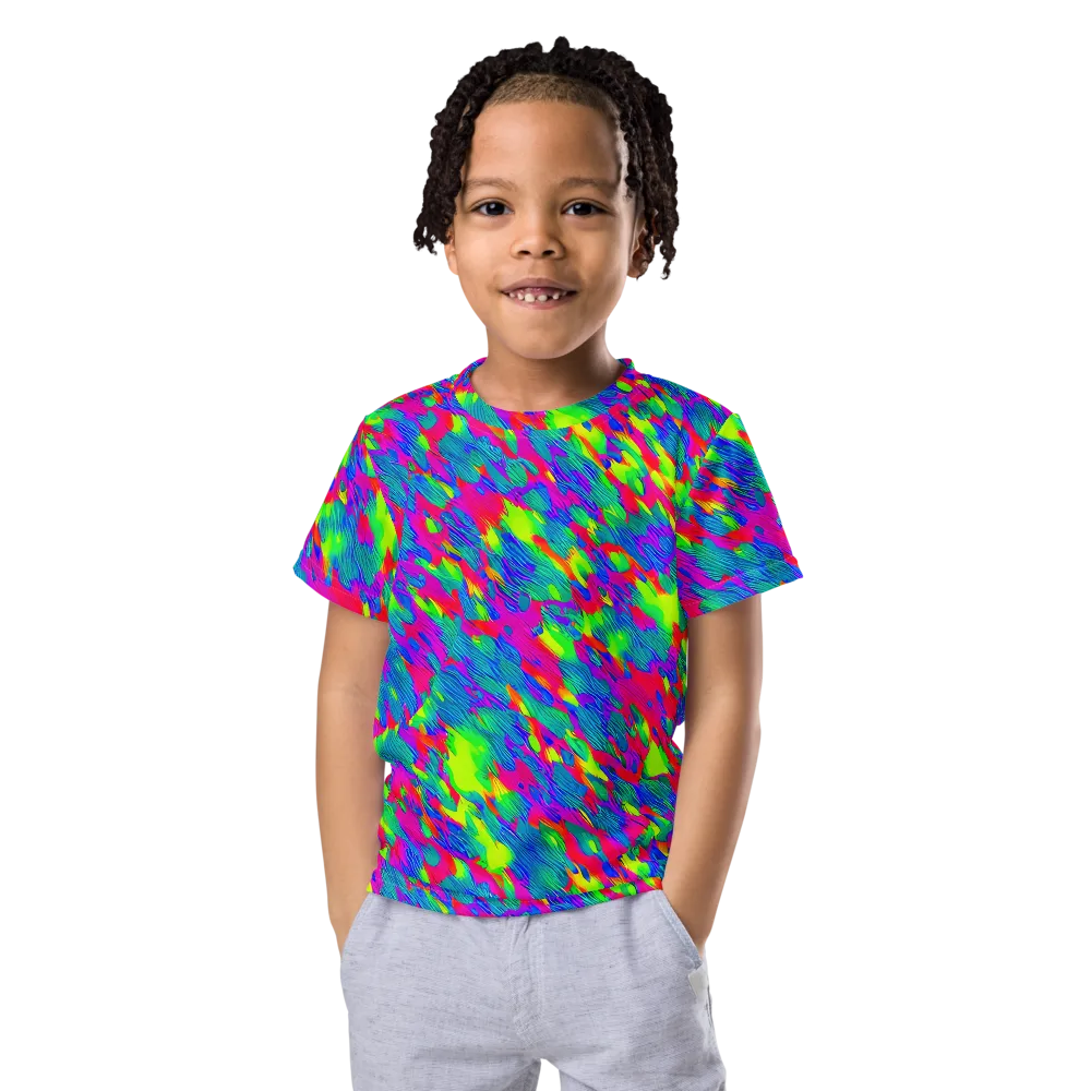Turquoise Brushfire on Kids Crew Neck T-Shirt — Front