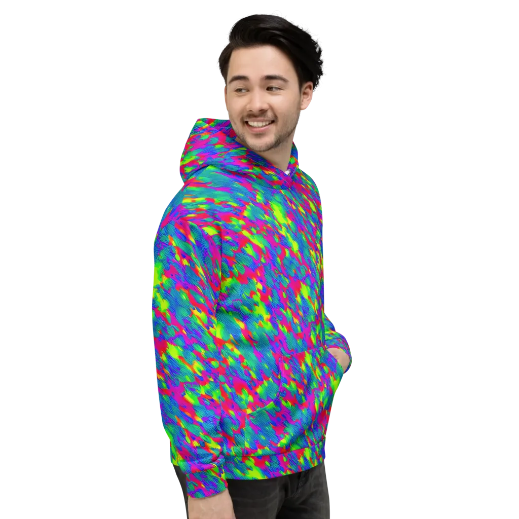 Turquoise Brushfire on Hoodie — Right