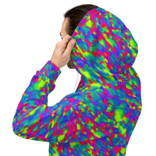Turquoise Brushfire on a Hoodie