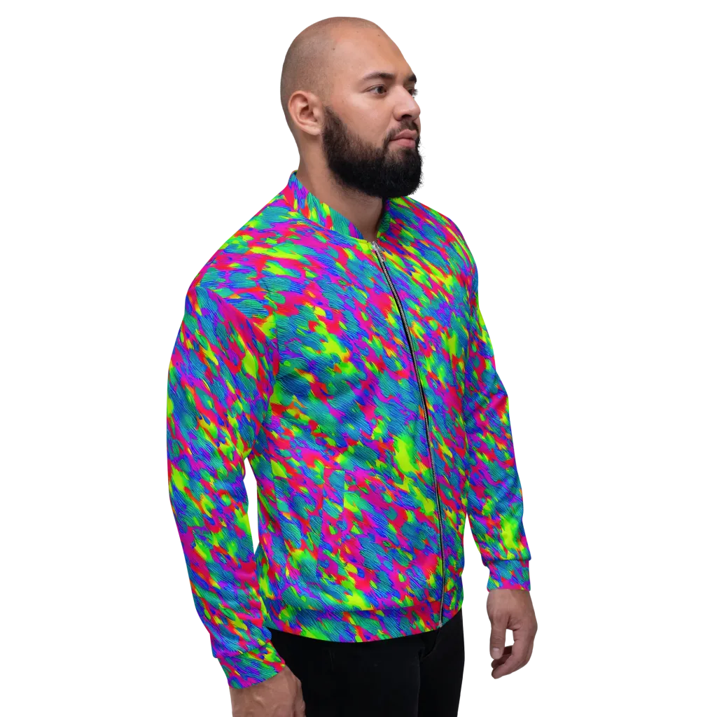 Turquoise Brushfire on Bomber Jacket — Right