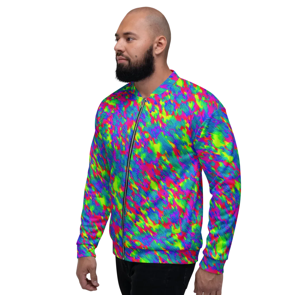 Turquoise Brushfire on Bomber Jacket — Left