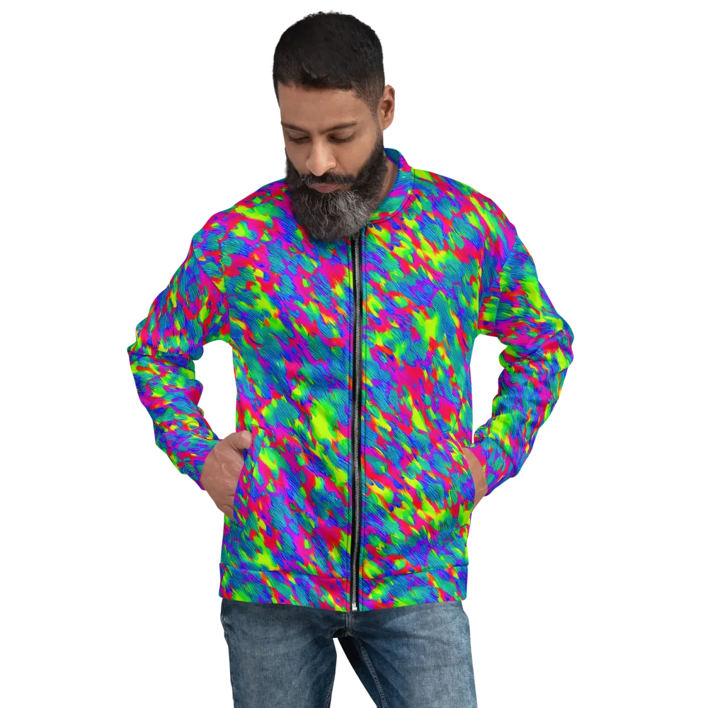 Turquoise Brushfire on Bomber Jacket — Front