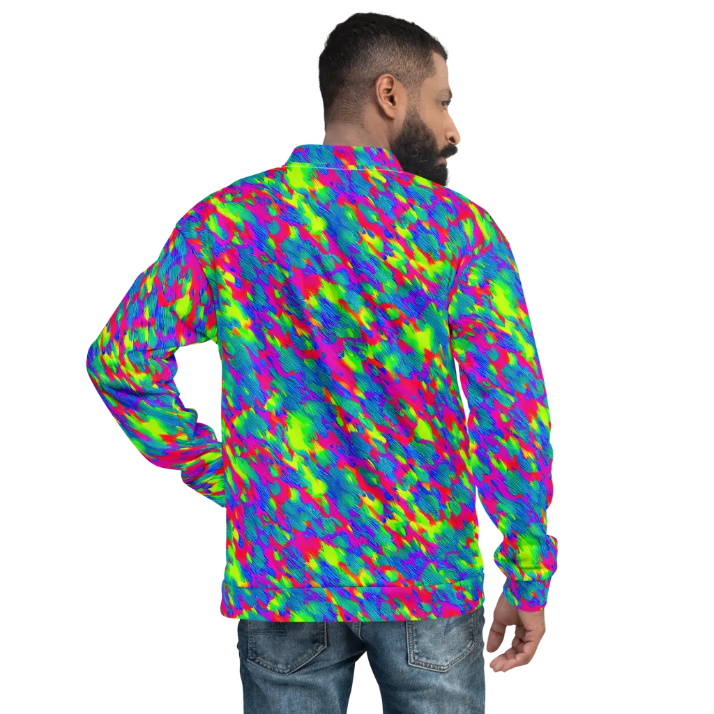 Turquoise Brushfire on Bomber Jacket — Back