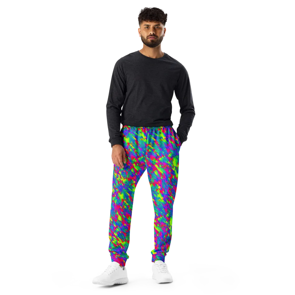 Turquoise Brushfire on Men's Joggers — Front