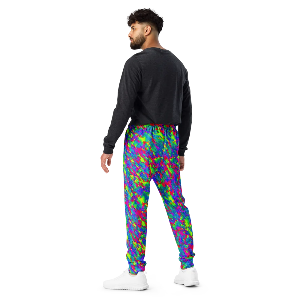 Turquoise Brushfire on Men's Joggers — Back