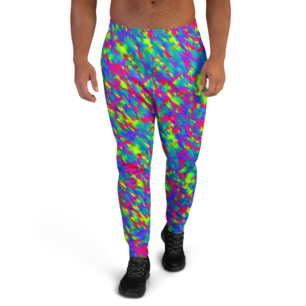 Turquoise Brushfire on Men's Joggers — Front
