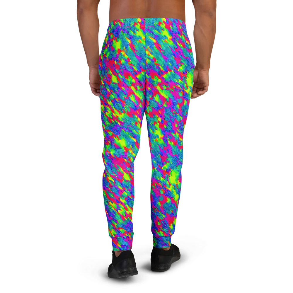Turquoise Brushfire on Men's Joggers — Back