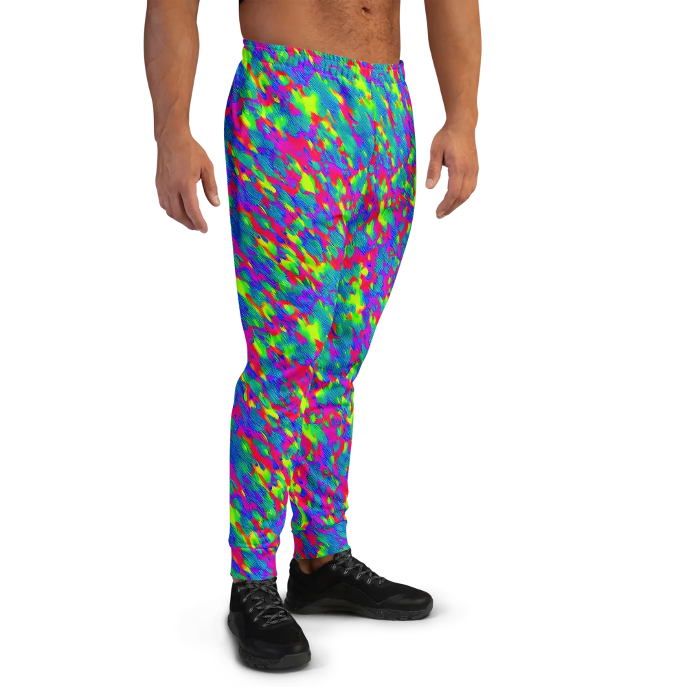 Turquoise Brushfire on Men's Joggers — Right