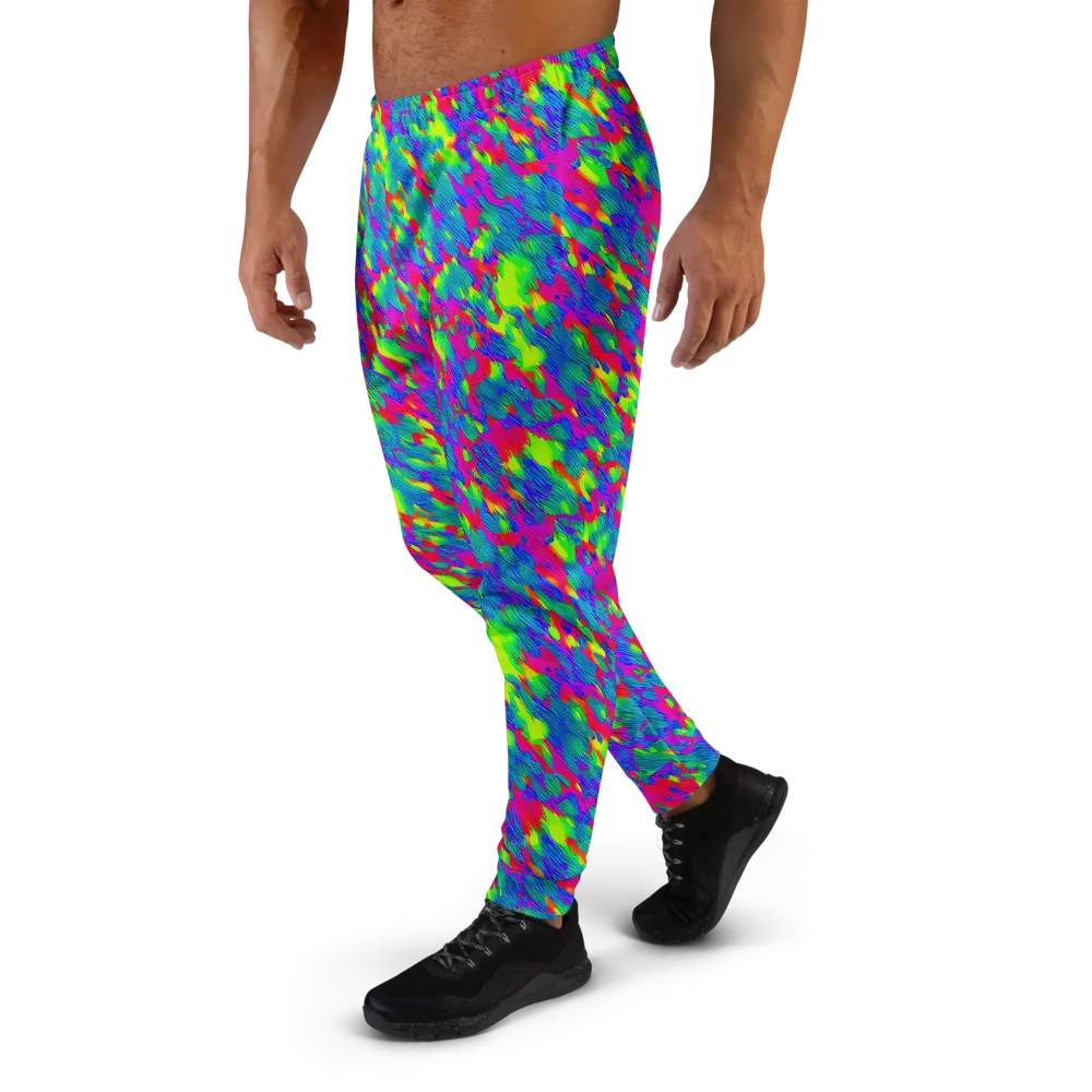 Turquoise Brushfire on Men's Joggers — Left