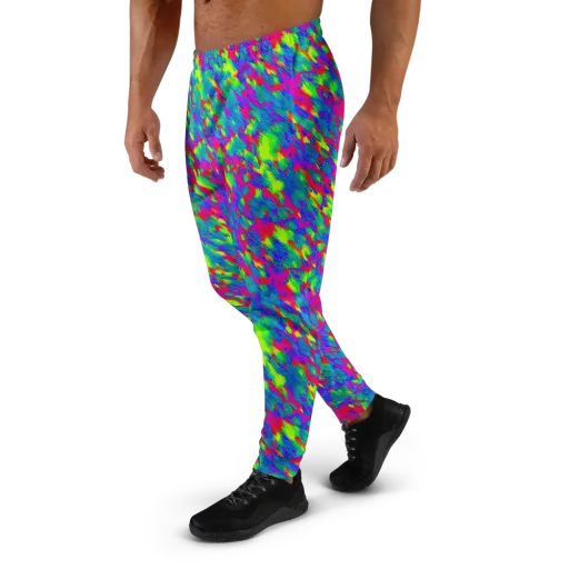 Turquoise Brushfire on a Men's Joggers