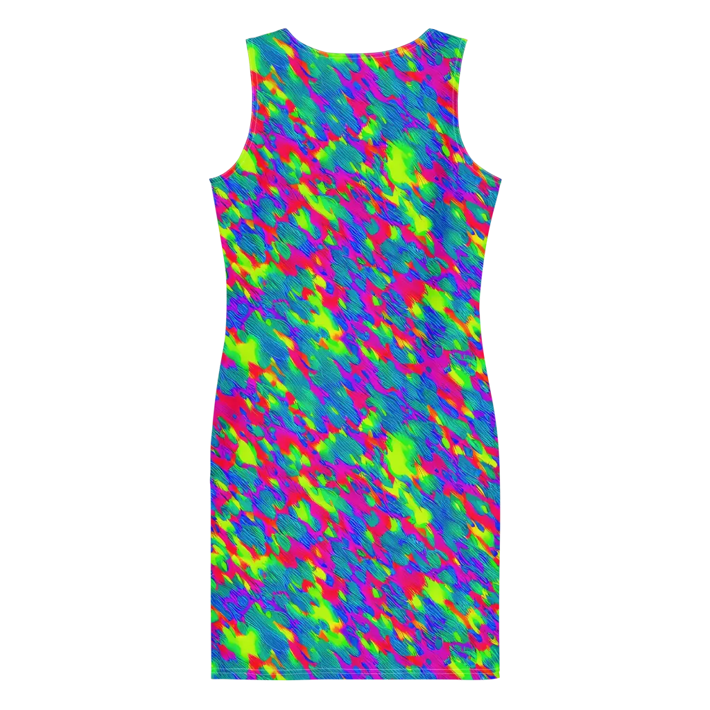 Turquoise Brushfire on Bodycon Dress — Back