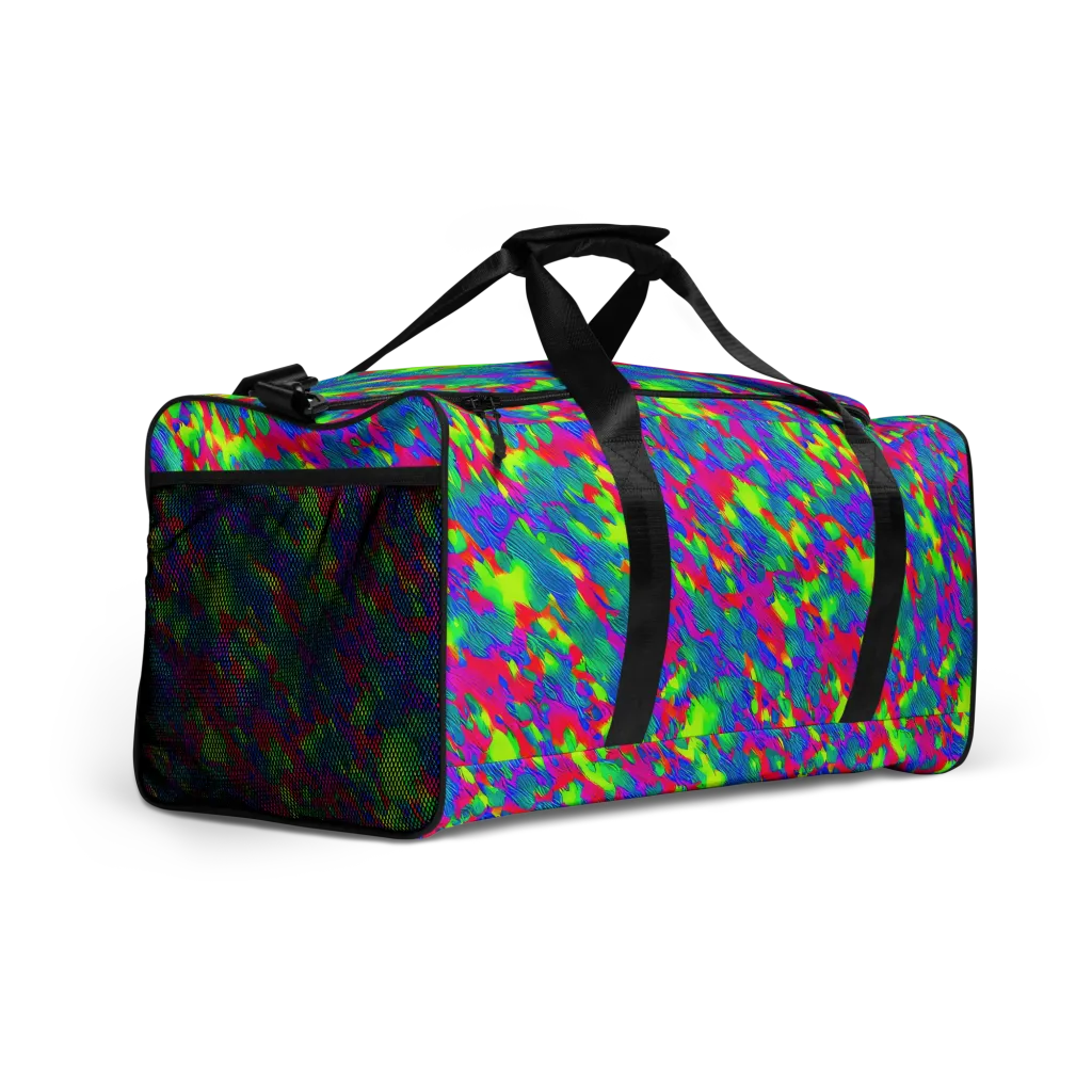 Turquoise Brushfire on Duffle Bag — Right Front