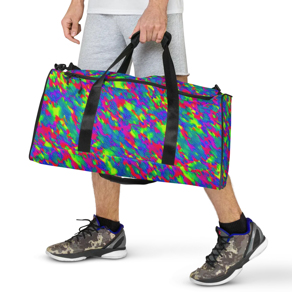 Turquoise Brushfire on Duffle Bag — Front