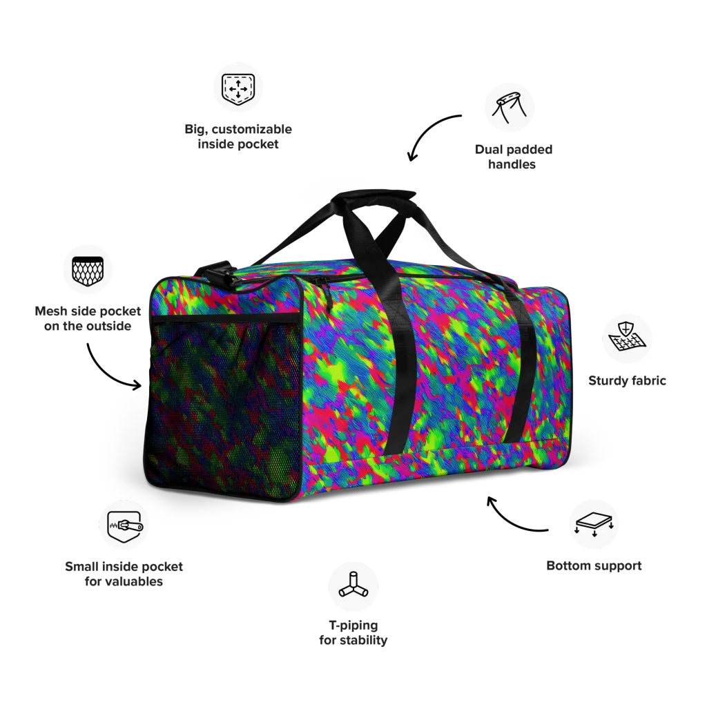 Turquoise Brushfire on Duffle Bag — Right Front