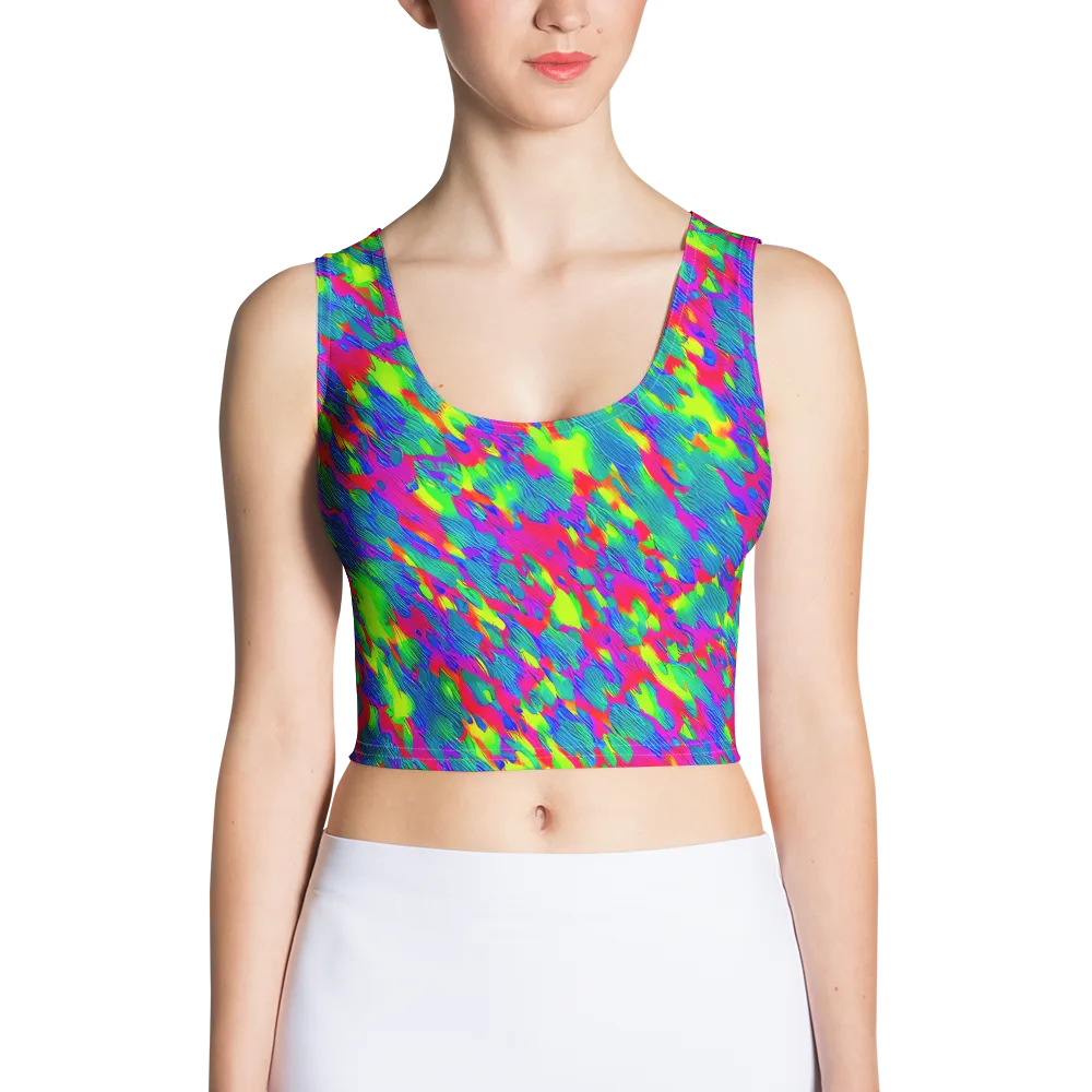 Turquoise Brushfire on Crop Top — Front