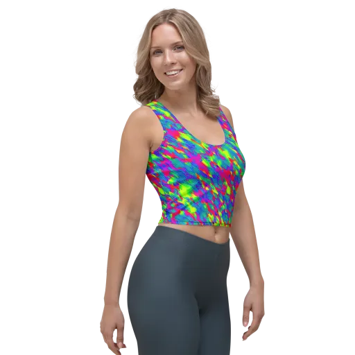 Turquoise Brushfire on a Crop Top