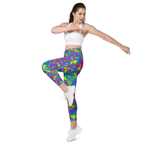 Turquoise Brushfire on a Leggings with Pockets