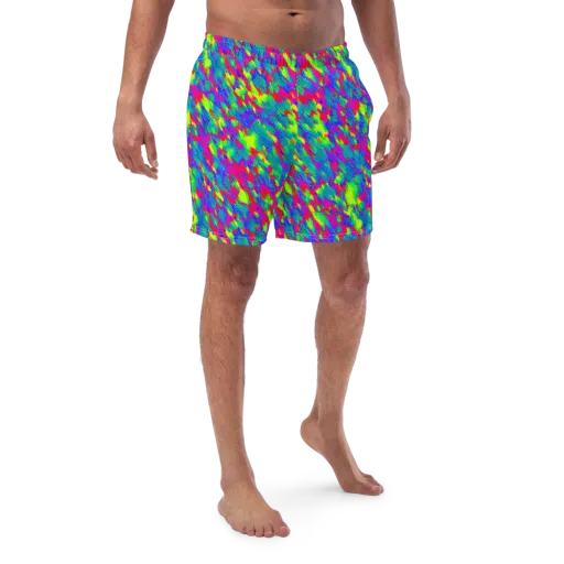 Turquoise Brushfire on a Swim Trunks