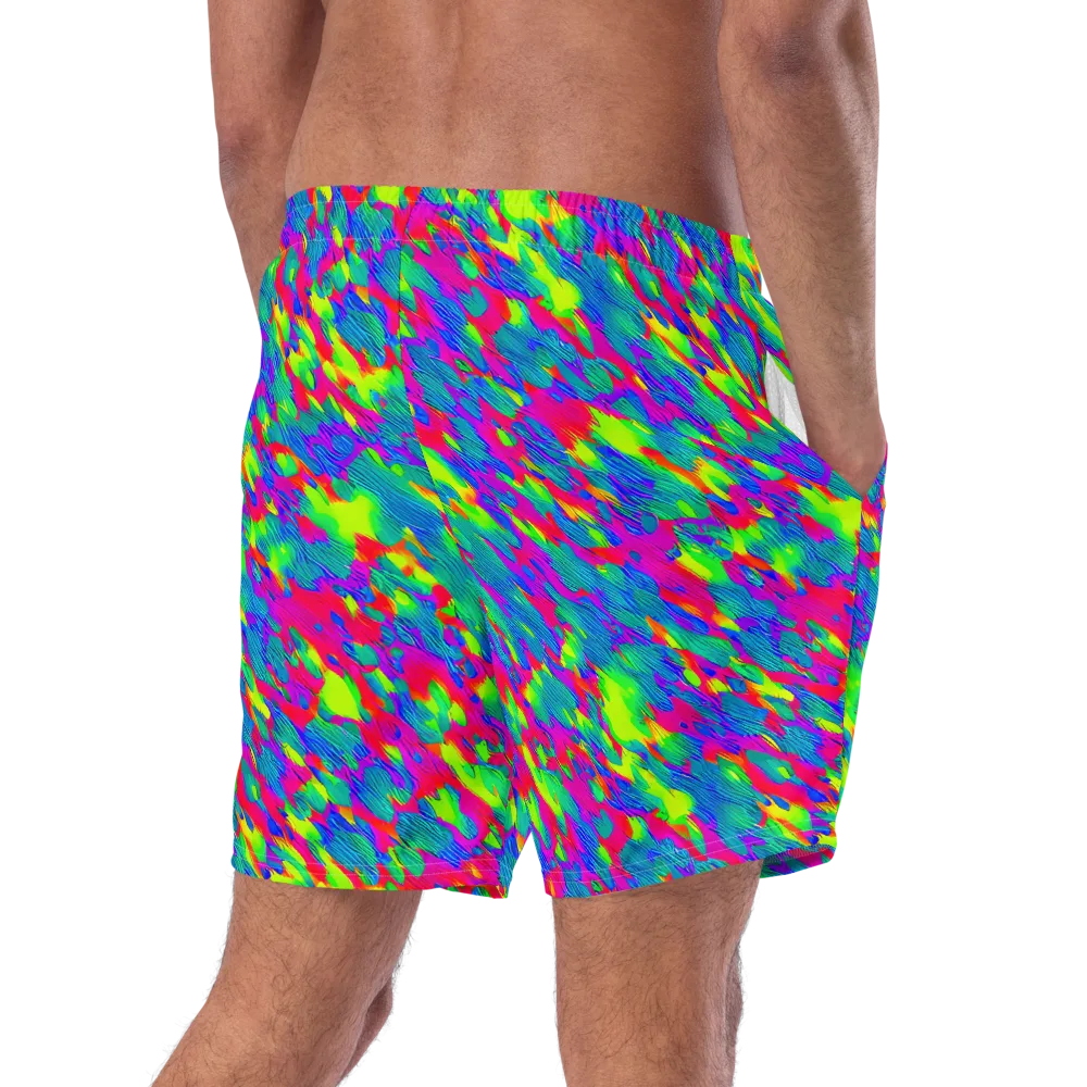 Turquoise Brushfire on Swim Trunks — Right Back