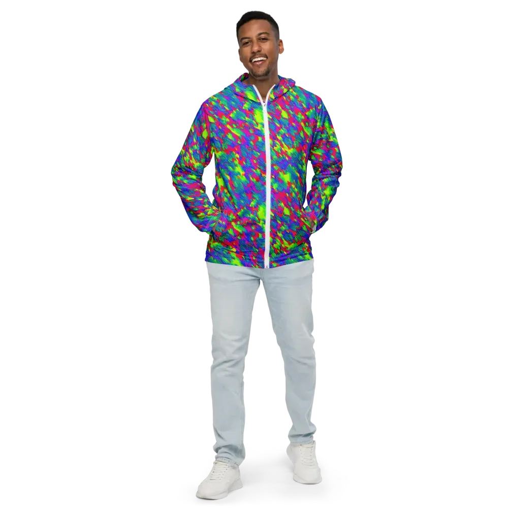 Turquoise Brushfire on Men's Windbreaker — Front