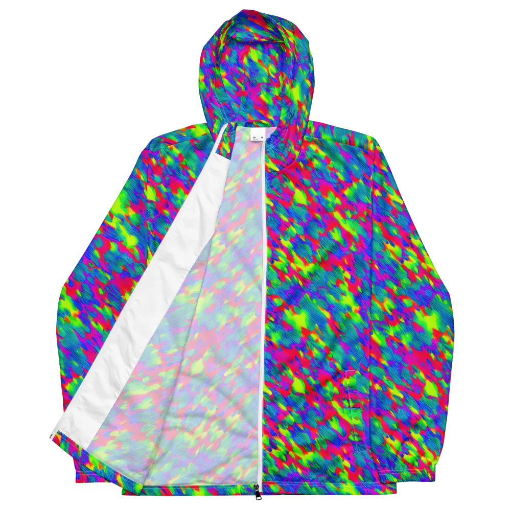 Turquoise Brushfire on Men's Windbreaker — Front