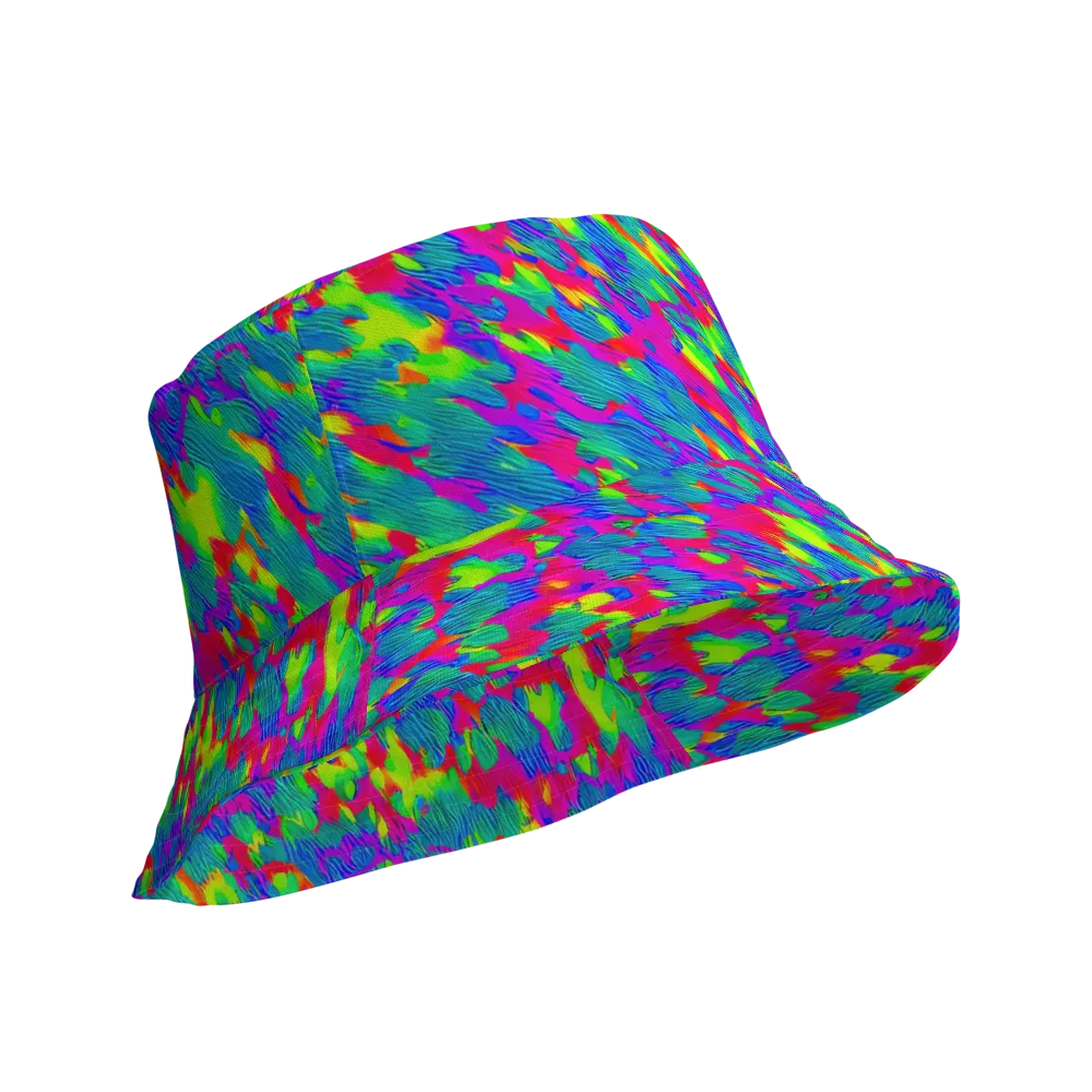 Turquoise Brushfire on Reversible Bucket Hat — Product details Outside