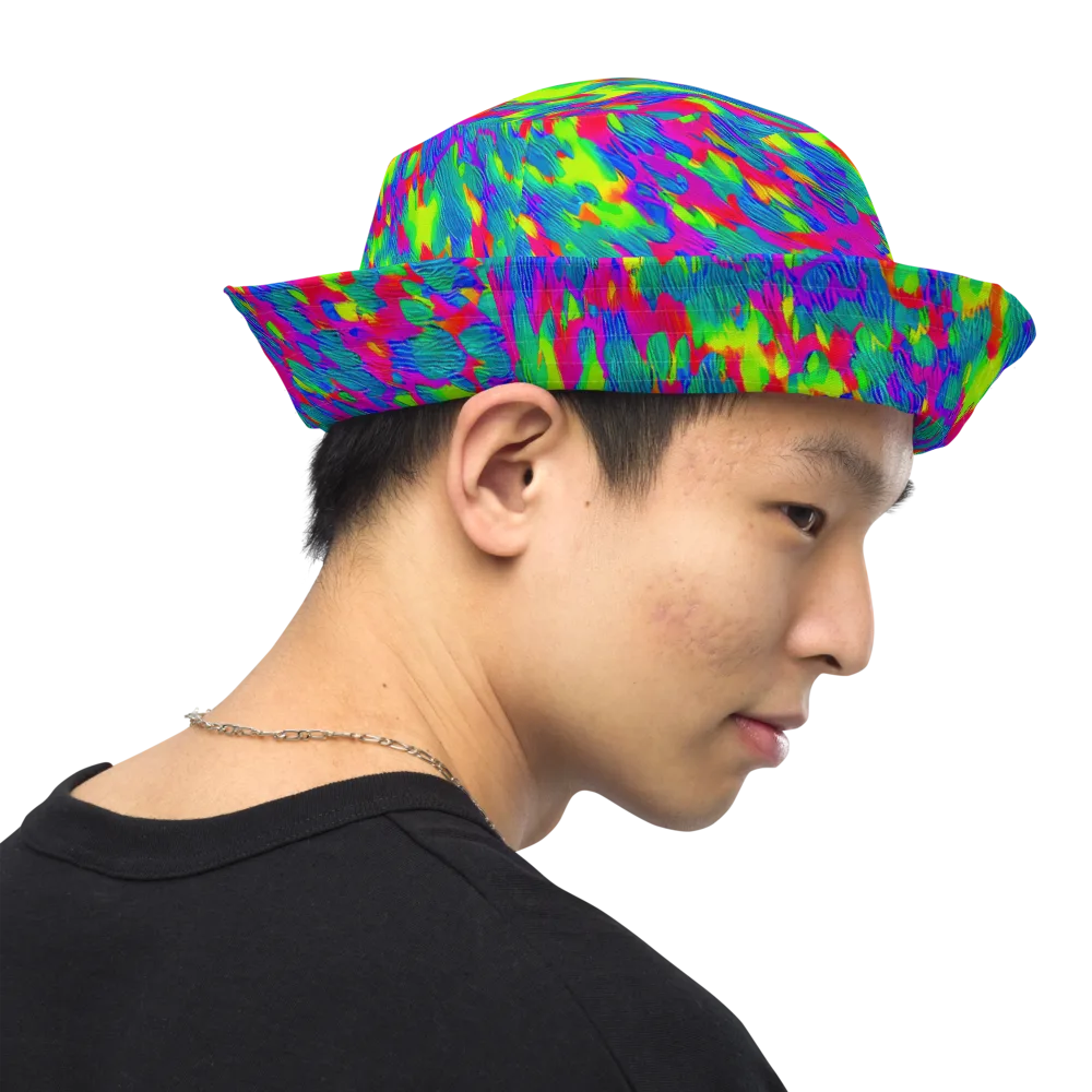 Turquoise Brushfire on Reversible Bucket Hat — Right Outside