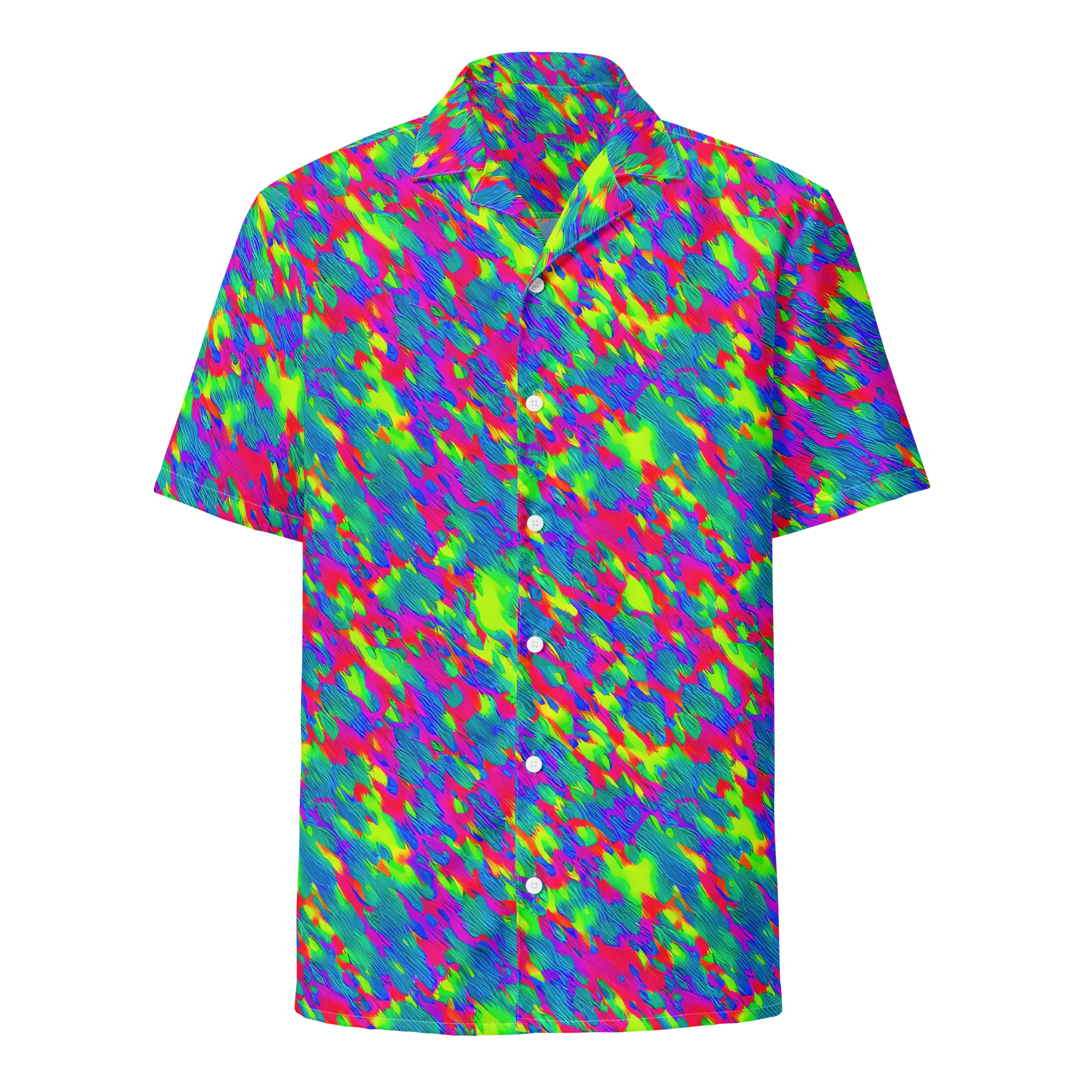 Turquoise Brushfire on Button Shirt — Front
